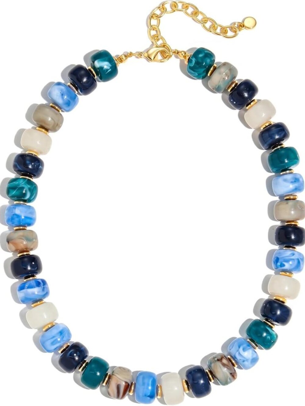 Trendy Chunky Beaded Choker Necklace with Gold Accents | Adjustable Boho Summer